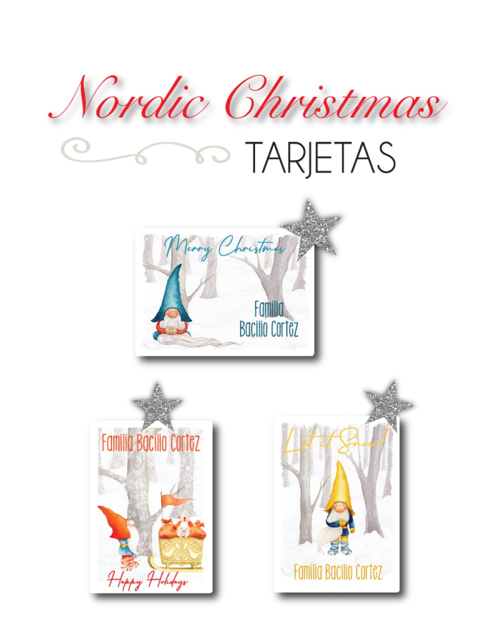Navidad Tarjetas Nordic Christmas | Tarjetas Regalos Navidad