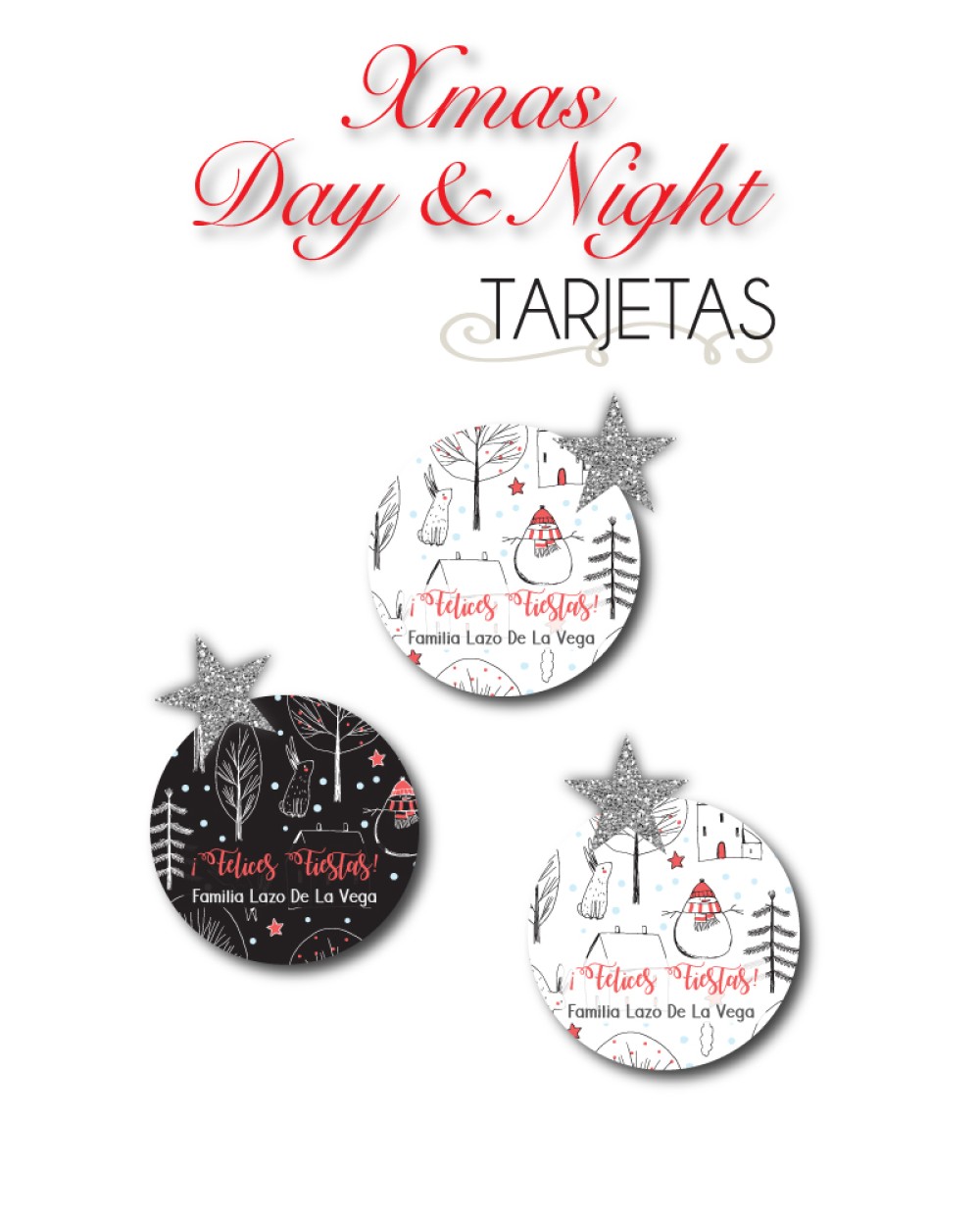 Navidad Tarjetas Xmas Day & Night | Tarjetas Regalos Navidad Navidad Tarjetas Xmas Day & Night | Tarjetas Regalos Navidad