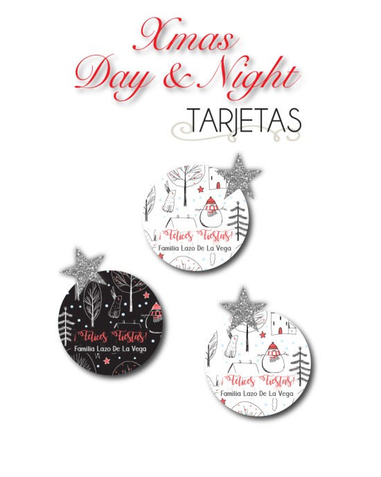 Navidad Tarjetas Xmas Day & Night | Tarjetas Regalos Navidad