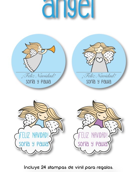 Navidad Etiquetas Angel | Etiquetas Regalos Navidad