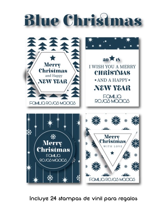Navidad Etiquetas Blue Christmas | Etiquetas Regalos Navidad