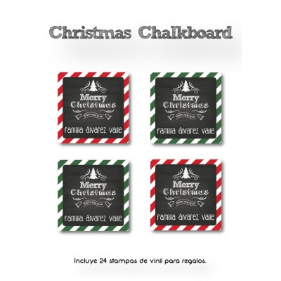 Navidad Etiquetas Christmas Chalkboard