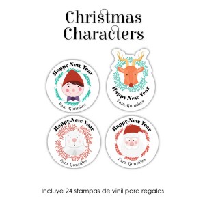 Navidad Etiquetas Christmas Characters