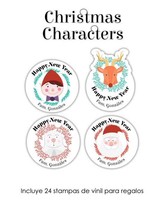 Navidad Etiquetas Christmas Characters | Etiquetas Regalos Navidad