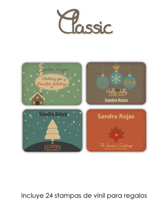Navidad Etiquetas Classic Xmas | Etiquetas Regalos Navidad