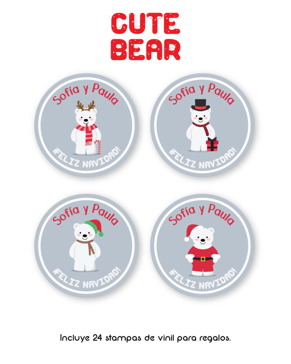 Navidad Etiquetas Cute Bear | Etiquetas Regalos Navidad Navidad Etiquetas Cute Bear | Etiquetas Regalos Navidad