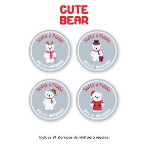 Navidad Etiquetas Cute Bear