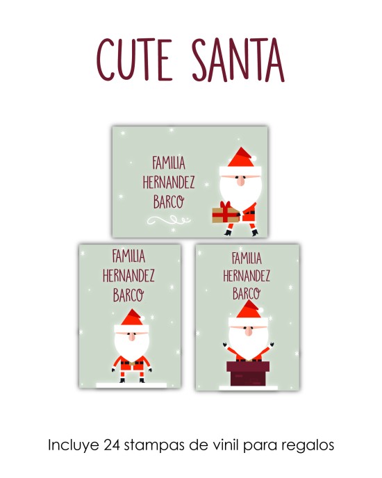 Navidad Etiquetas Cute Santa | Etiquetas Regalos Navidad