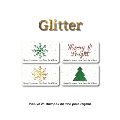 Navidad Etiquetas Glitter Navidad Etiquetas Glitter