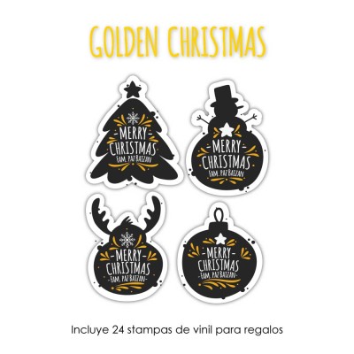 Navidad Etiquetas Golden Christmas