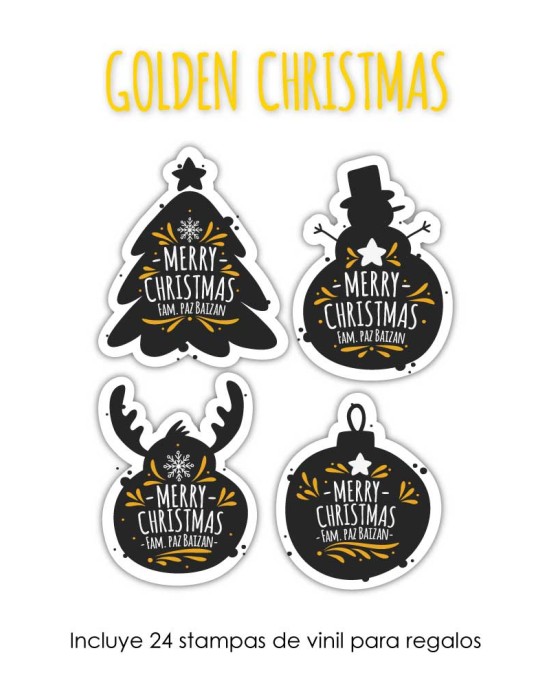 Navidad Etiquetas Golden Christmas | Etiquetas Regalos Navidad