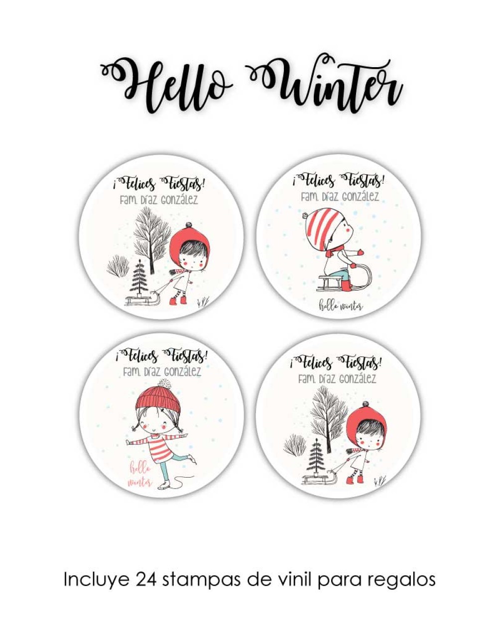 Navidad Etiquetas Hello Winter | Etiquetas Regalos Navidad Navidad Etiquetas Hello Winter | Etiquetas Regalos Navidad