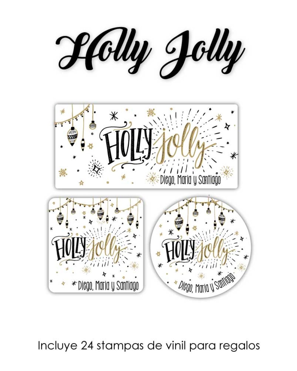 Navidad Etiquetas Holly Jolly | Etiquetas Regalos Navidad