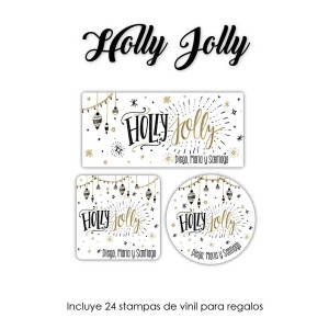 Navidad Etiquetas Holly Jolly