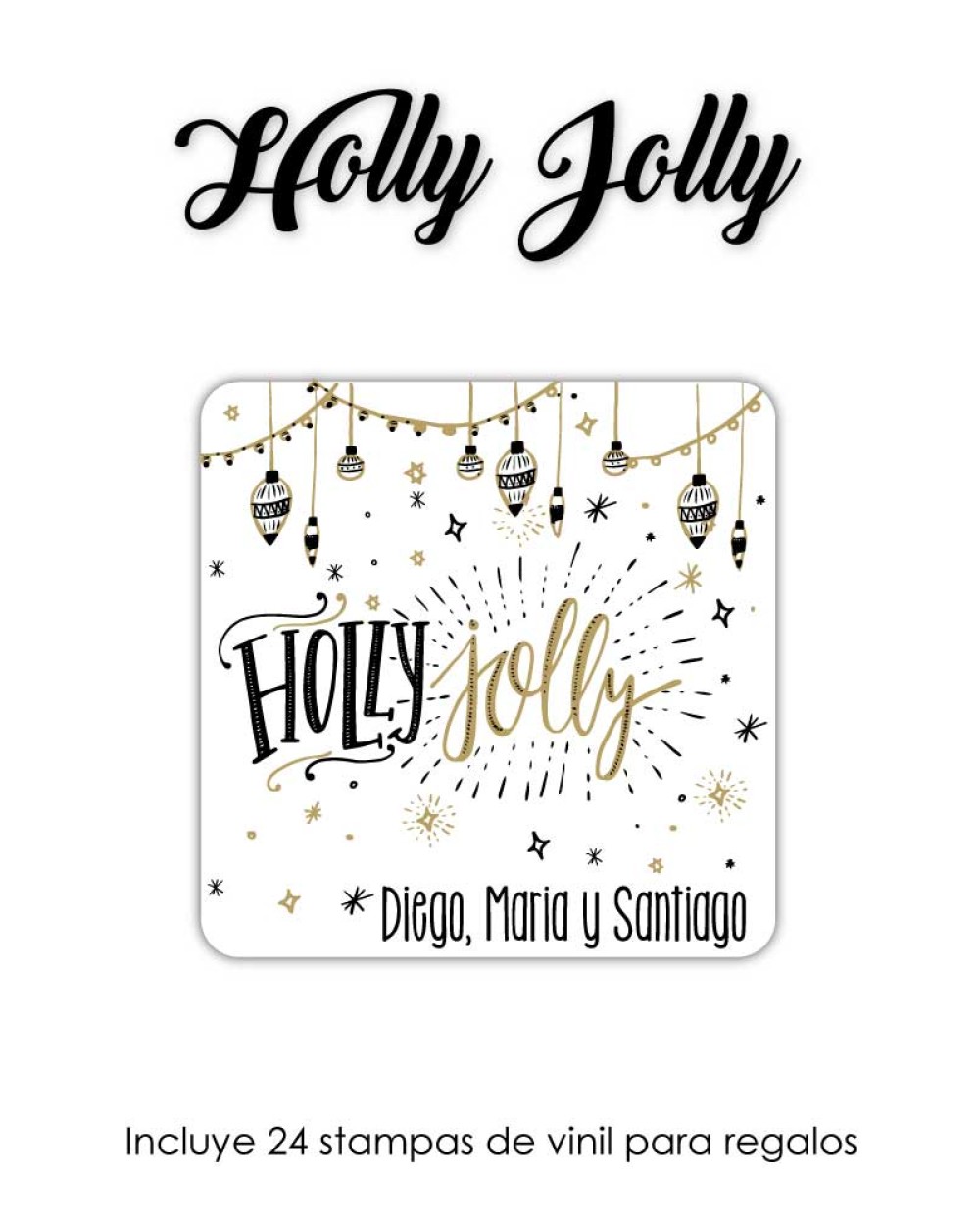 Navidad Etiquetas Holly Jolly | Etiquetas Regalos Navidad