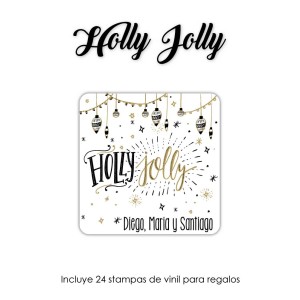 Navidad Etiquetas Holly Jolly