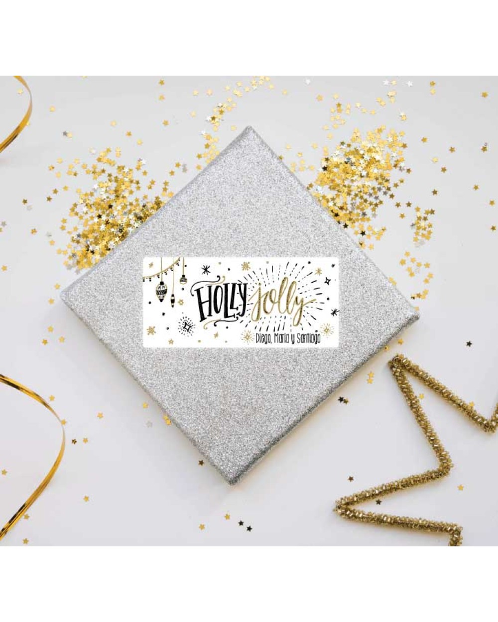 Navidad Etiquetas Holly Jolly | Etiquetas Regalos Navidad