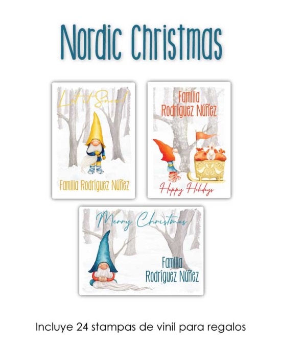 Navidad Etiquetas Nordic Christmas | Etiquetas Regalos Navidad