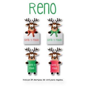 Navidad Etiquetas Reno