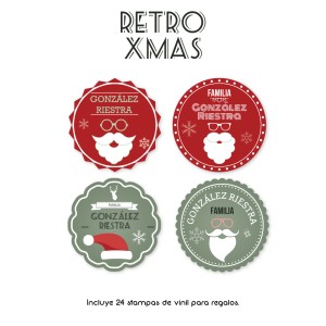 Navidad Etiquetas Retro Xmas
