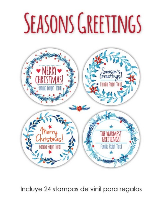 Navidad Etiquetas Seasons Greetings | Etiquetas Regalos Navidad