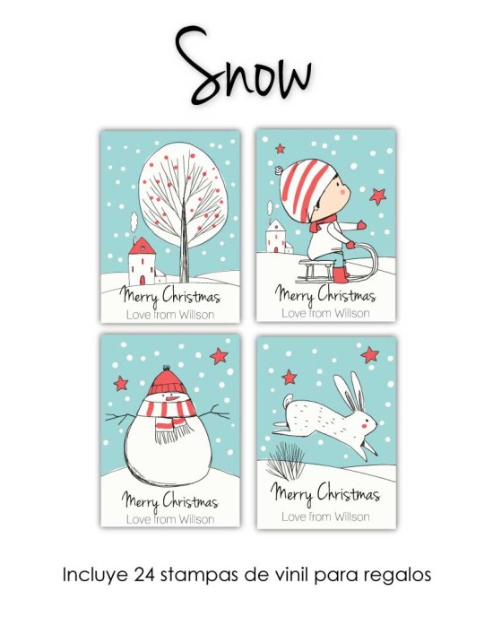 Navidad Etiquetas Snow | Etiquetas Regalos Navidad