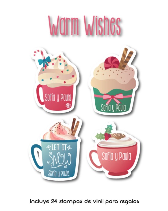 Navidad Etiquetas Warm Wishes | Etiquetas Regalos Navidad