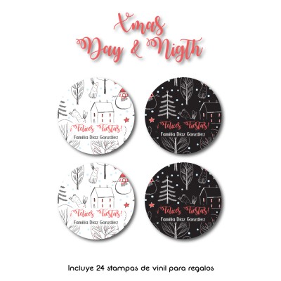 Navidad Etiquetas Xmas Day & Night