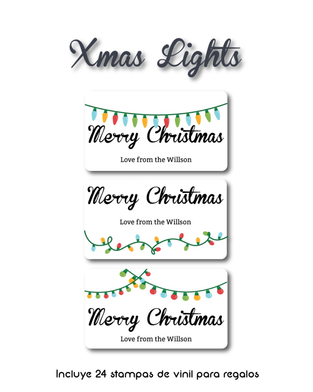 Navidad Etiquetas Xmas Lights | Etiquetas Regalos Navidad