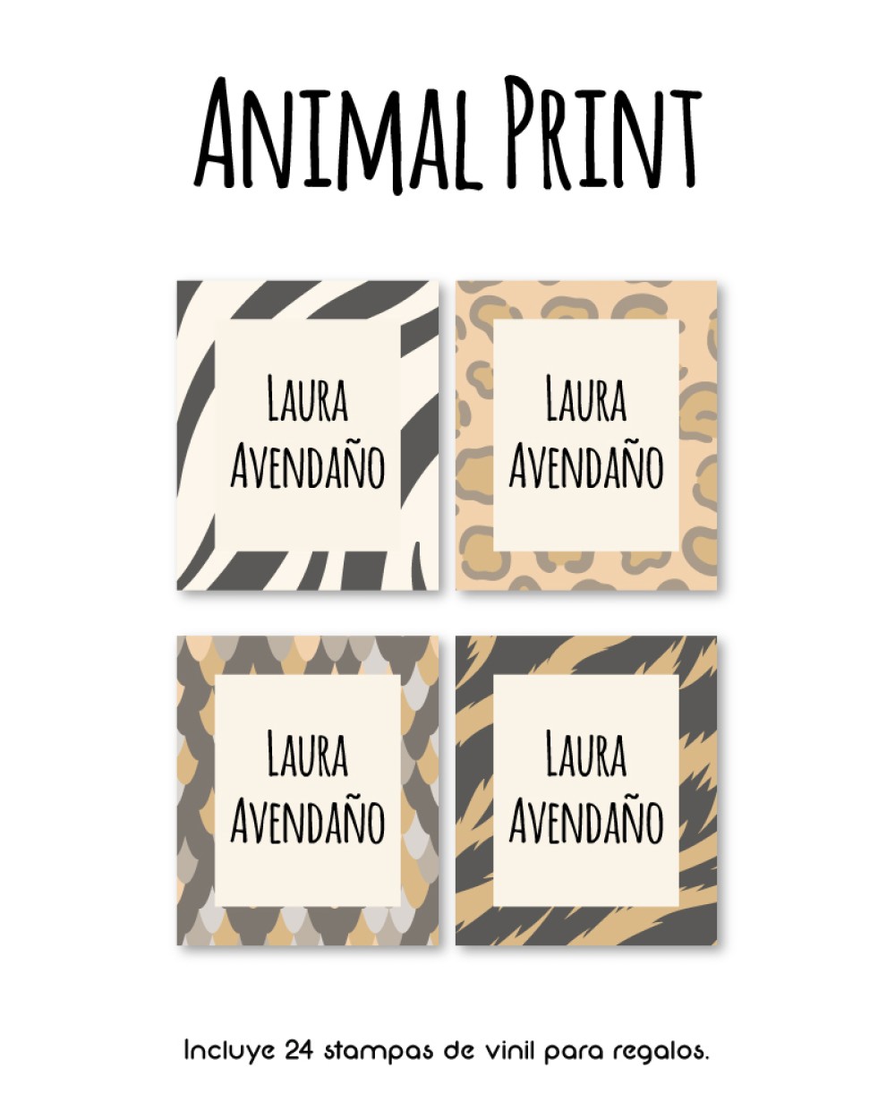 Paquete de etiquetas para Regalo Animal Print - Etiquetas Para Regalos