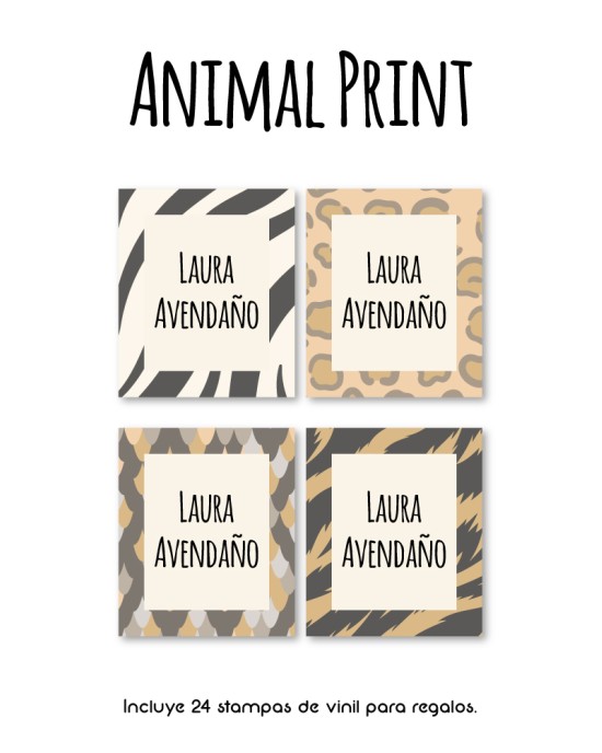 Paquete de etiquetas para Regalo Animal Print - Etiquetas Para Regalos