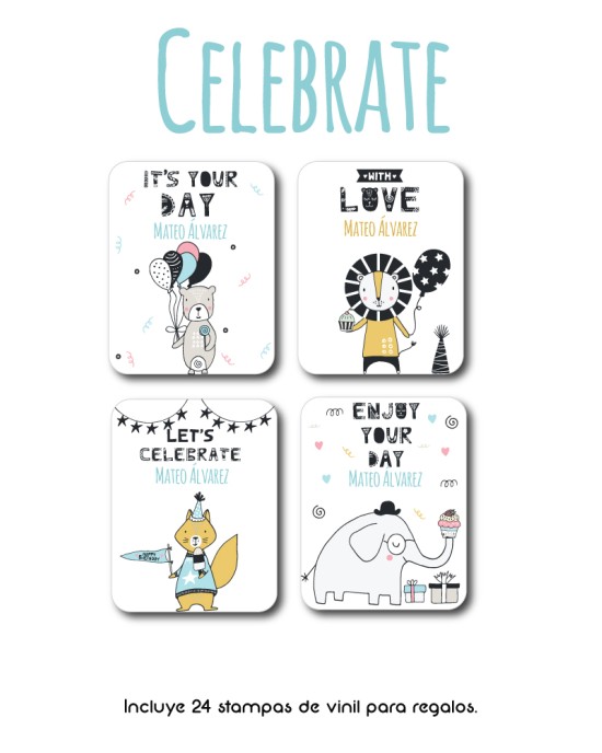 Paquete de etiquetas para Regalo Celebrate - Etiquetas Para Regalos