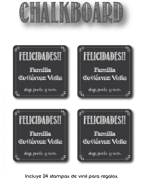 Paquete de etiquetas para Regalo Chalkboard - Etiquetas Para Regalos