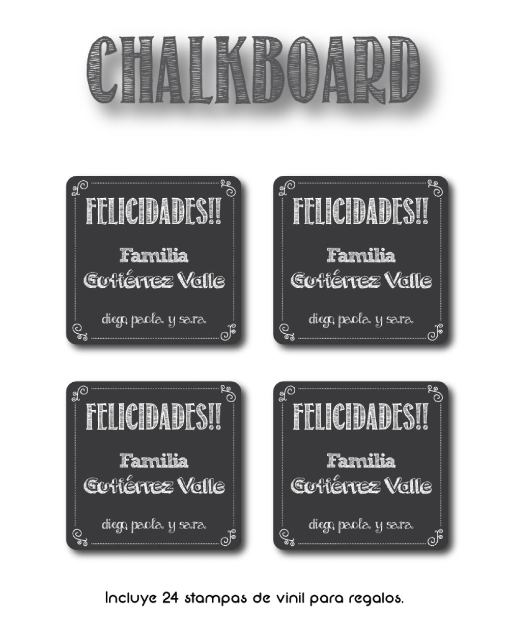 Paquete de etiquetas para Regalo Chalkboard - Etiquetas Para Regalos