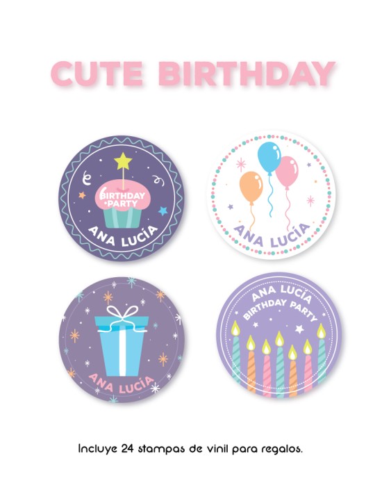Paquete de etiquetas para Regalo Cute Birthday - Etiquetas Para Regalos