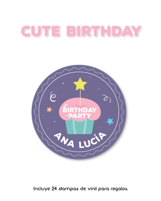 Paquete de etiquetas para Regalo Cute Birthday - Etiquetas Para Regalos