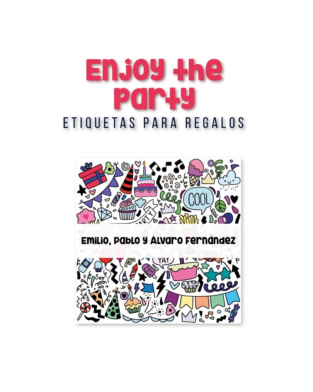 Paquete de etiquetas para Regalo Enjoy the Party - Etiquetas Para Regalos