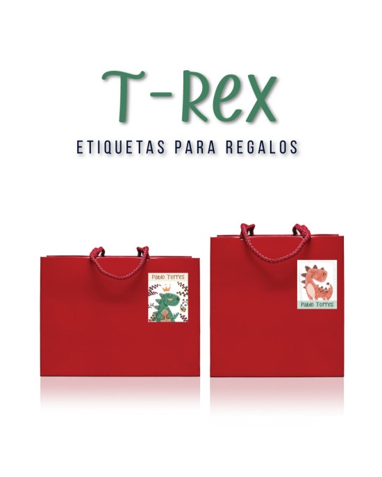 Paquete de etiquetas para Regalo T-Rex - Etiquetas Para Regalos