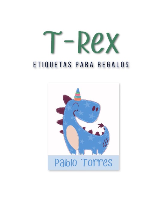 Paquete de etiquetas para Regalo T-Rex - Etiquetas Para Regalos