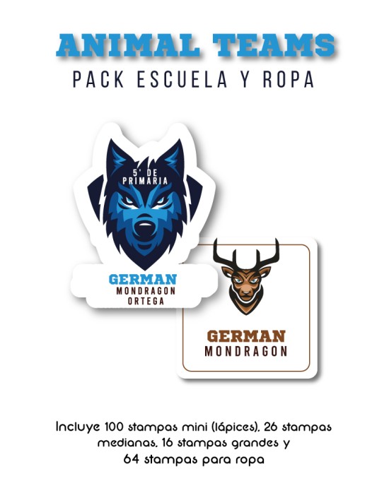 Pack Ropa y Escuela Animal Teams | Pack Ropa y Adheribles