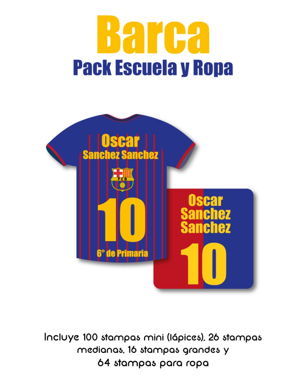 Pack Ropa y Escuela Barca | Pack Ropa y Adheribles Pack Ropa y Escuela Barca | Pack Ropa y Adheribles