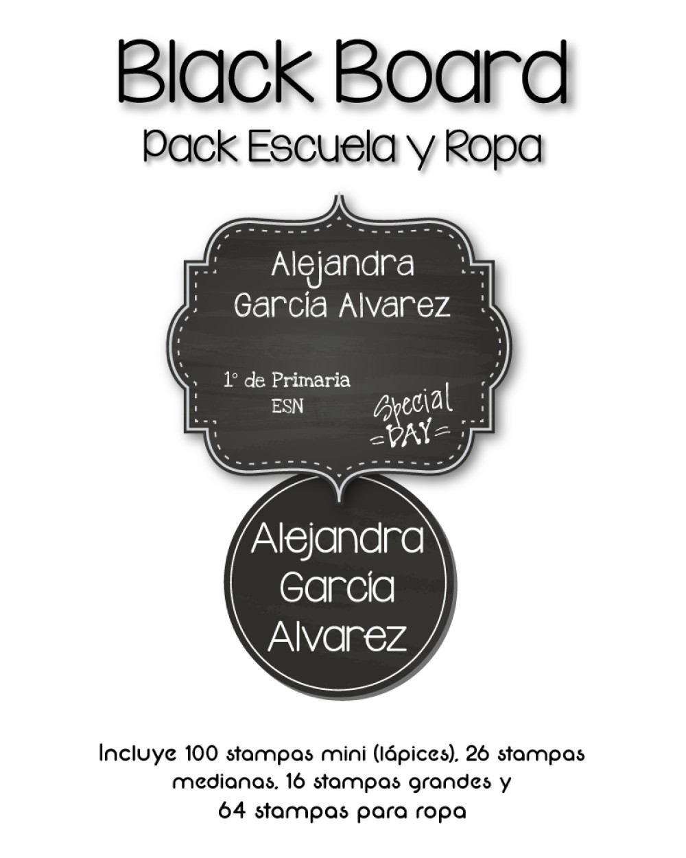 Pack Ropa y Escuela Blackboard | Pack Ropa y Adheribles Pack Ropa y Escuela Blackboard | Pack Ropa y Adheribles