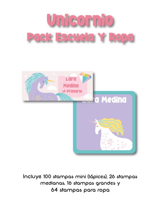 Pack Ropa y Escuela Unicornio | Pack Ropa y Adheribles