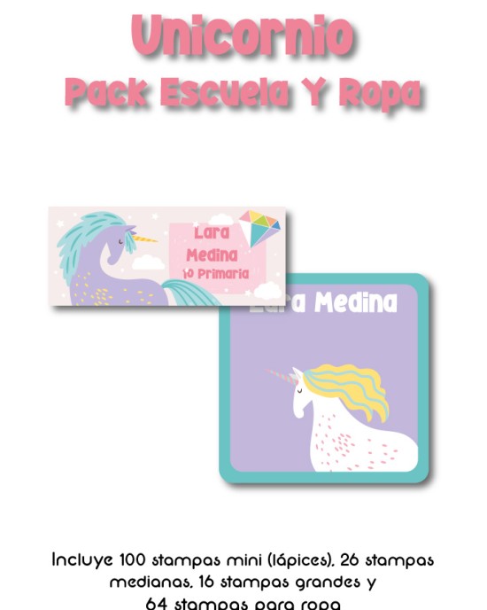 Pack Ropa y Escuela Unicornio | Pack Ropa y Adheribles