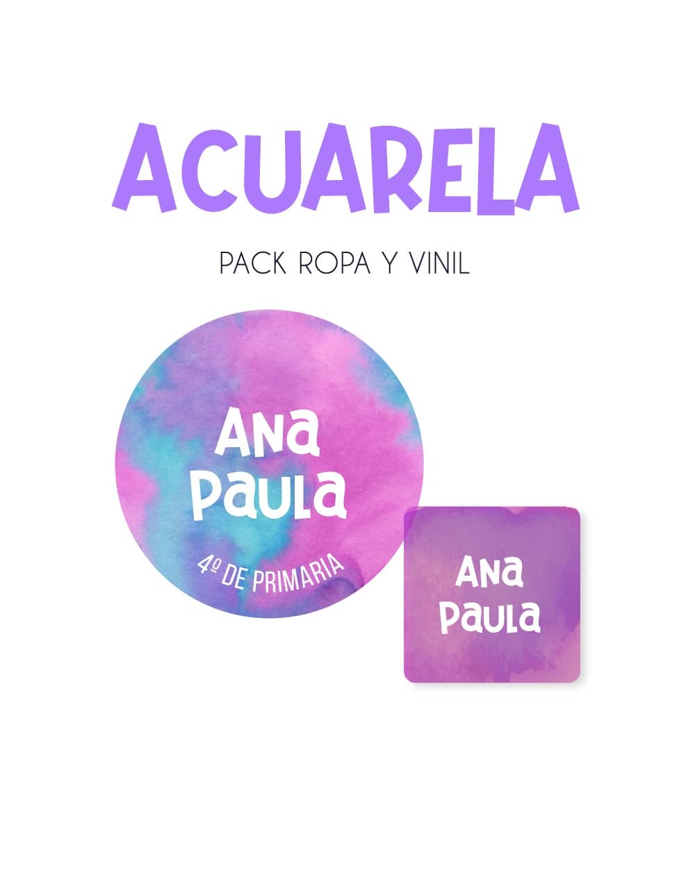 Pack Ropa y Escuela Acuarela | Pack Ropa y Adheribles Pack Ropa y Escuela Acuarela | Pack Ropa y Adheribles