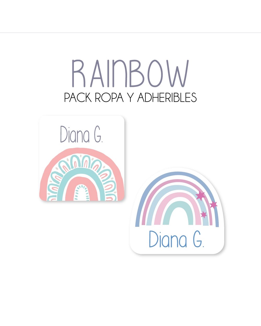 Pack Ropa y Escuela Rainbow | Pack Ropa y Adheribles Pack Ropa y Escuela Rainbow | Pack Ropa y Adheribles