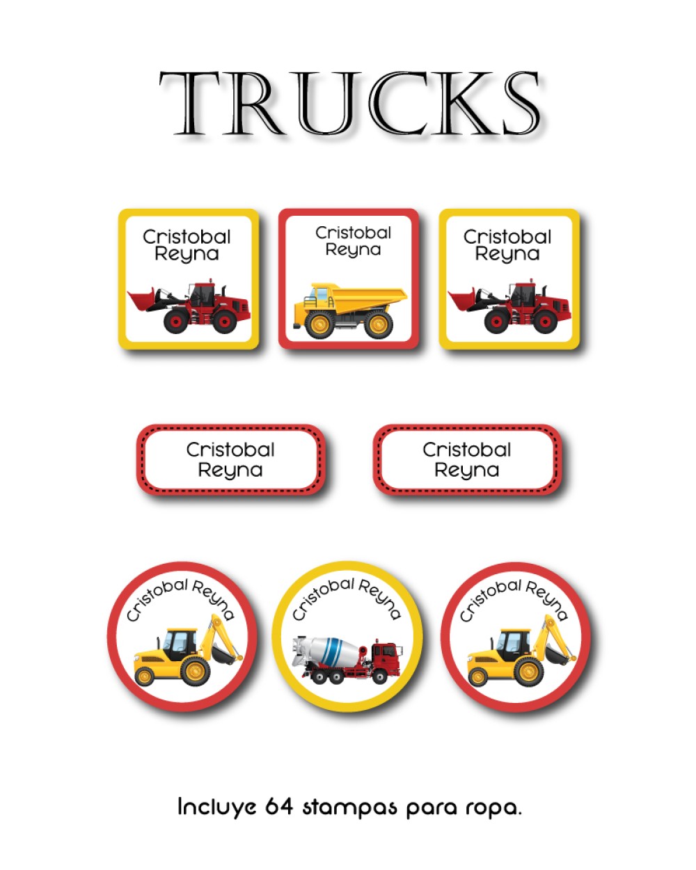 Ropa Trucks-Etiquetas Para Ropa