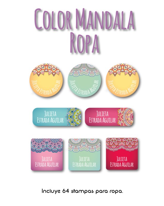 Ropa Color Mandala-Etiquetas Para Ropa