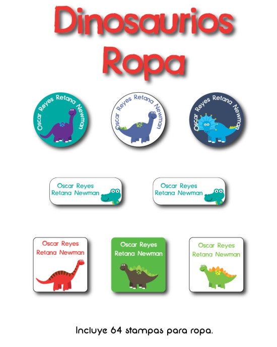 Ropa Dinosaurios-Etiquetas Para Ropa