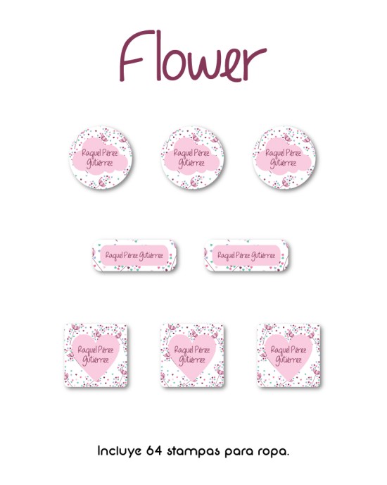 Ropa Flower-Etiquetas Para Ropa